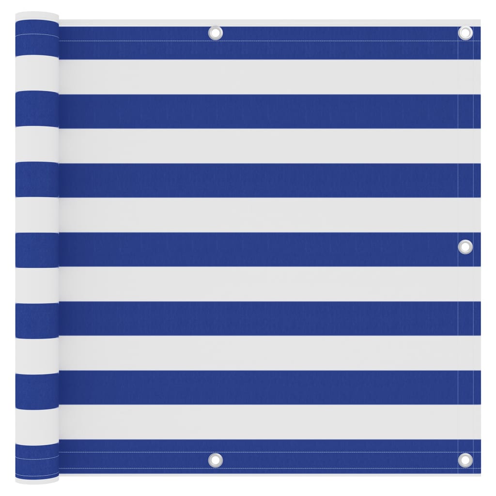 Écran de balcon Vidaxl 90x600 cm Oxford tissu blanc et bleu