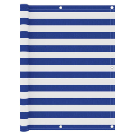 Écran de balcon Vidaxl 120x400 cm Oxford tissu blanc et bleu