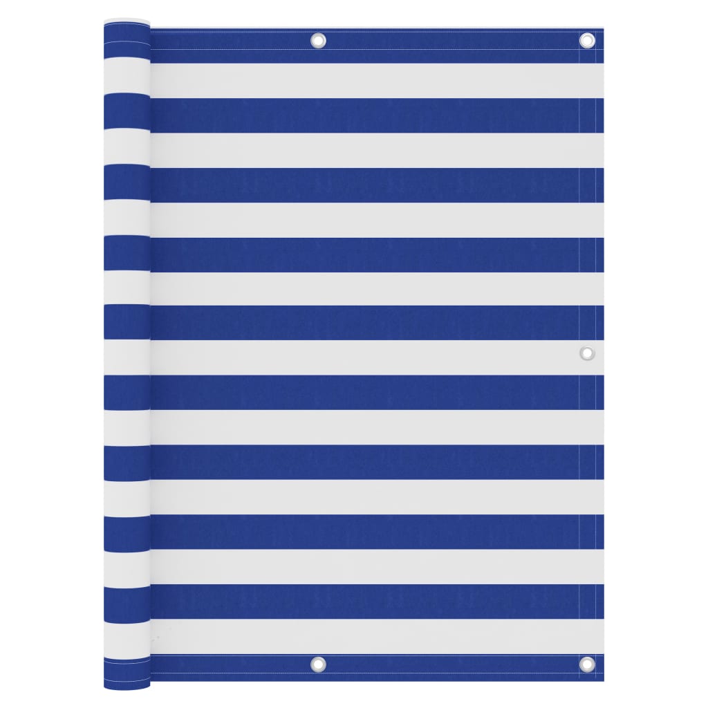 Écran de balcon Vidaxl 120x600 cm Oxford tissu blanc et bleu