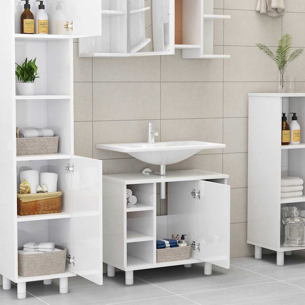 Vidaxl badkamerkast 60x32x53,5 cm bewerkt hout hoogglans wit
