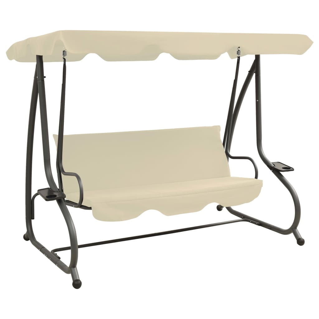 Swing Bench Vidaxl za zunanjo z Luifel Sand White