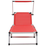 Vidaxl ligbedden inklapbaar met dak 2 st aluminium en textileen rood