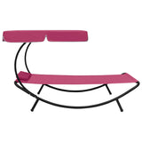 Vidaxl loungebed met luifel en kussen roze