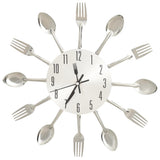 Vidaxl Wall horloge cuillère et fourche 31 cm en aluminium argent couleur