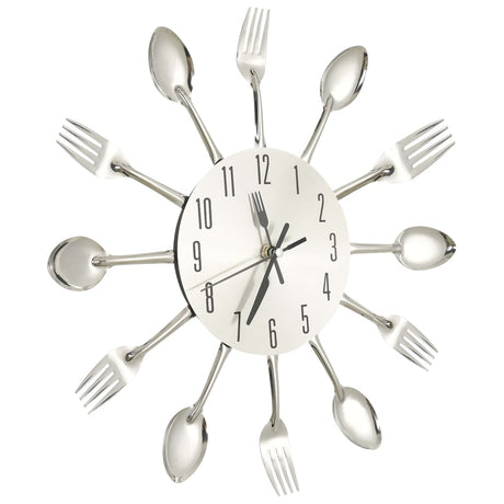 Vidaxl Wall horloge cuillère et fourche 31 cm en aluminium argent couleur