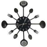 Vidaxl Wall horloge cuillère et fourche 40 cm en aluminium noir