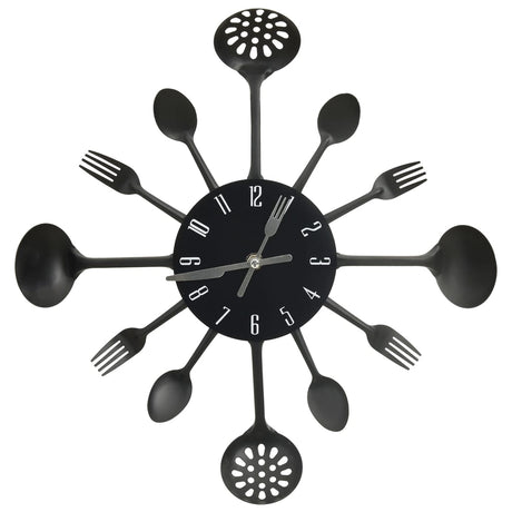 Vidaxl Wall horloge cuillère et fourche 40 cm en aluminium noir