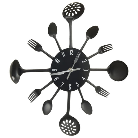 Vidaxl Wall horloge cuillère et fourche 40 cm en aluminium noir