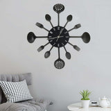 Vidaxl Wall horloge cuillère et fourche 40 cm en aluminium noir