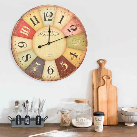 Horloge murale vidaxl style vintage 60 cm multi-colorant