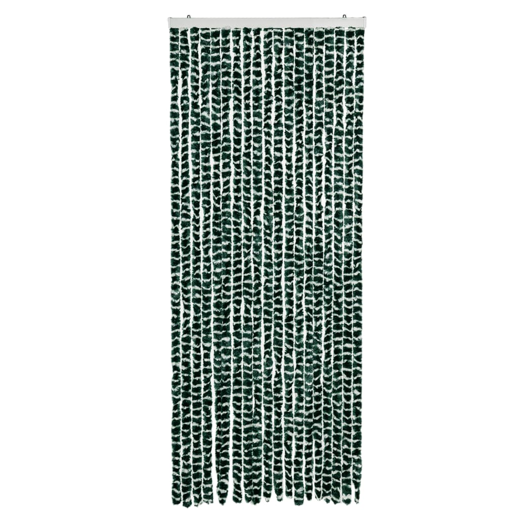 Cortina de mosca Vidaxl 56x185 cm chenille verde y blanco