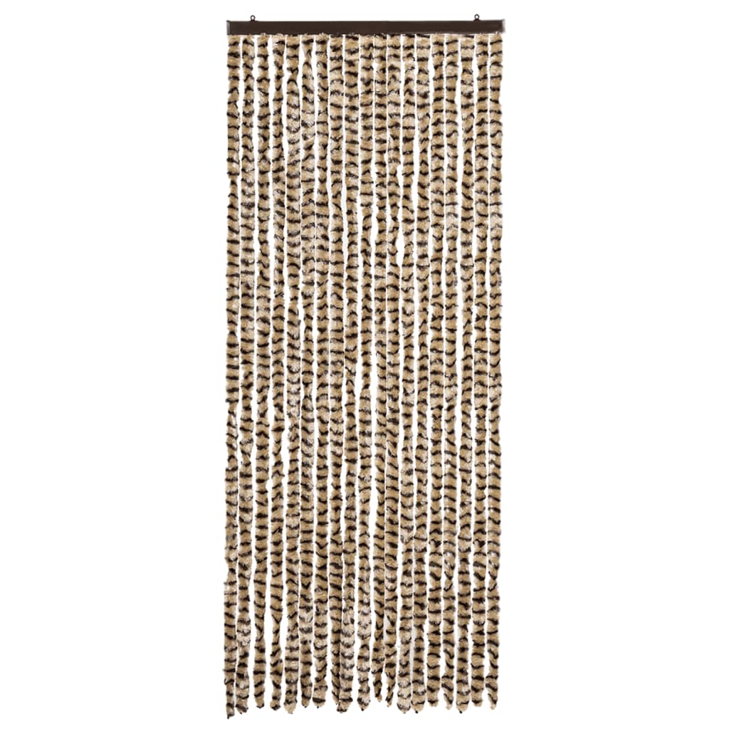 Cortina de mosca Vidaxl 56x185 cm chenille beige y marrón