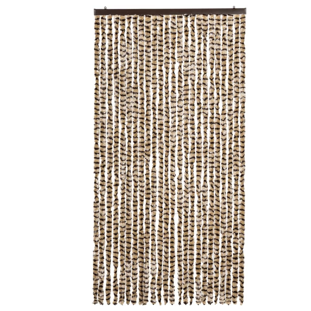 Cortina de mosca Vidaxl 100x220 cm chenille beige y marrón