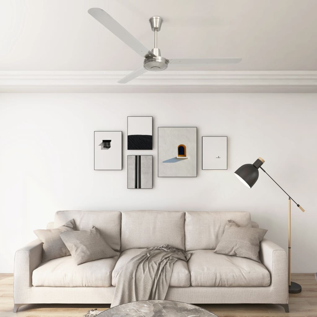 Ventilateur de plafond vidaxl 142 cm de couleur argentée