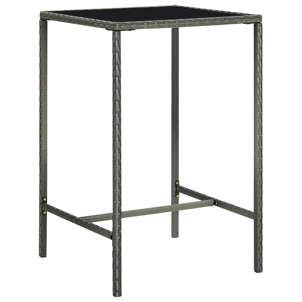 Vidaxl tuinbartafel 70x70x110 cm poly rattan en glas grijs