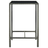 Vidaxl tuinbartafel 70x70x110 cm poly rattan en glas grijs
