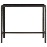 Vidaxl tuinbartafel 130x60x110 cm poly rattan en glas bruin