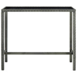 Vidaxl tuinbartafel 130x60x110 cm poly rattan en glas grijs
