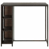 Vidaxl bartafel met opbergrek 120x60x110 cm poly rattan bruin