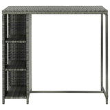 Vidaxl bartafel met opbergrek 120x60x110 cm poly rattan grijs