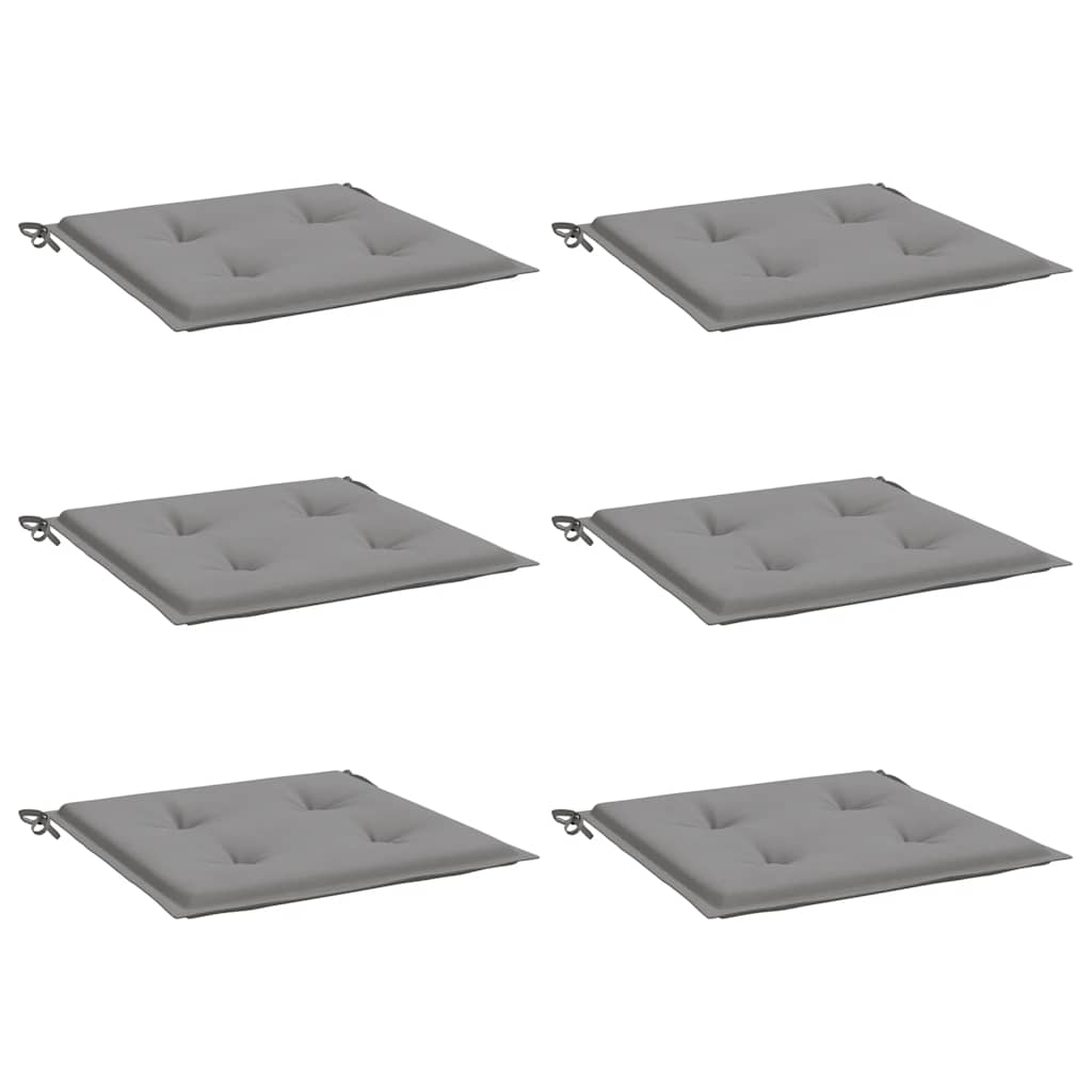 Coussins de chaise de jardin vidaxl 6 pcs 40x40x4 cm oxford tissu gris