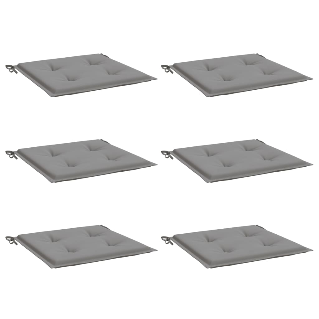 Coussins de chaise de jardin vidaxl 6 pcs 40x40x3 cm oxford tissu gris