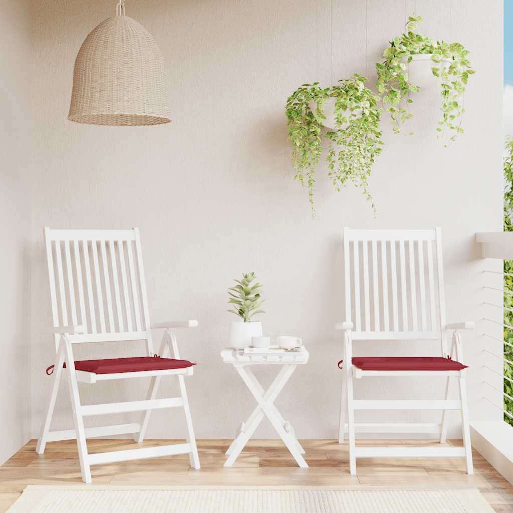 Coussins de chaise de jardin vidaxl 2 pcs 40x40x4 cm oxford tissu vin rouge