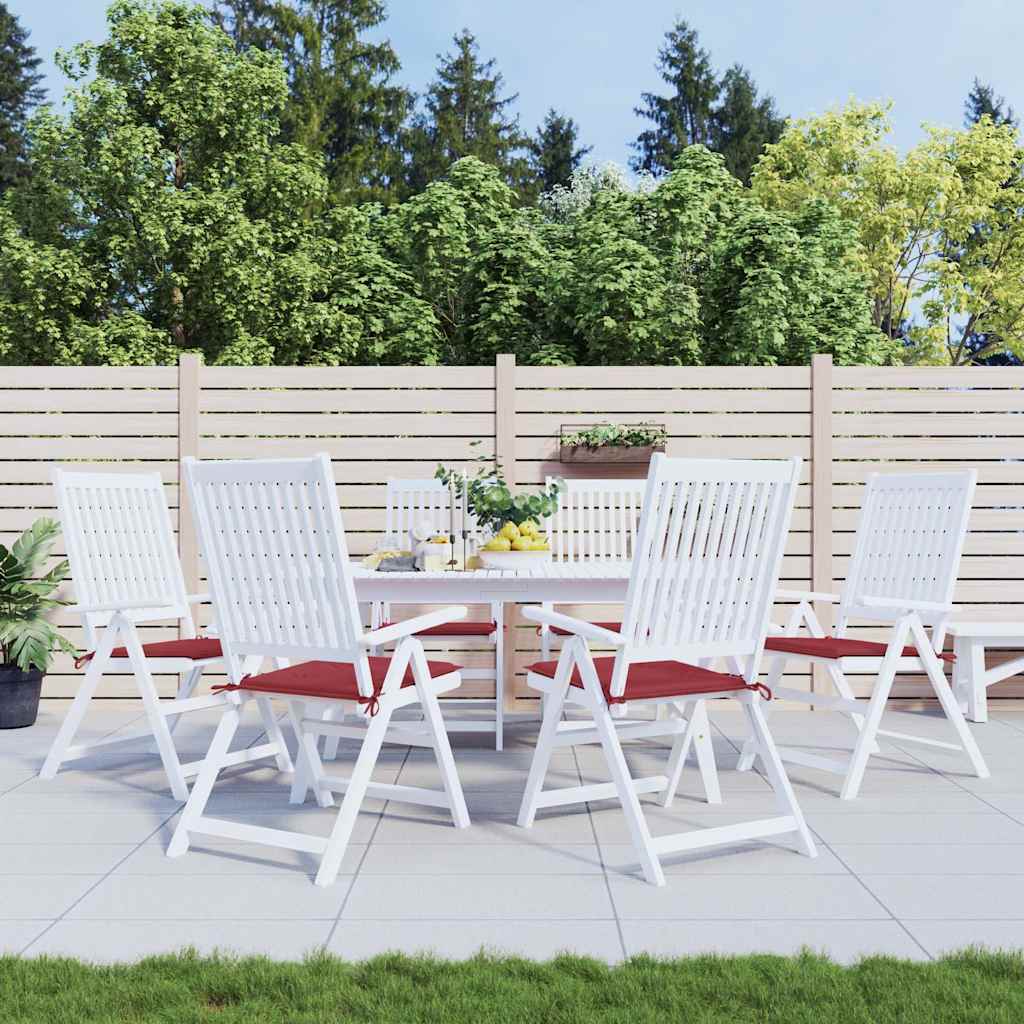 Coussins de chaise de jardin vidaxl 6 pcs 40x40x4 cm oxford tissu vin rouge