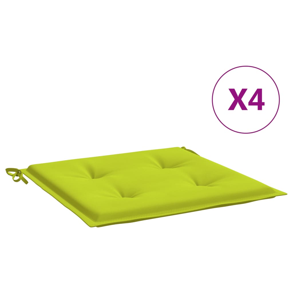 Coussins de chaise de jardin vidaxl 4 pcs 40x40x3 cm tissu oxford vert brillant