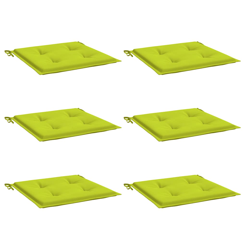 Coussins de chaise de jardin vidaxl 6 pcs 40x40x4 cm tissu oxford vert brillant