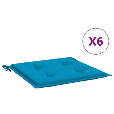Coussins de chaise de jardin vidaxl 6 st 50x50x3 cm oxford tissu bleu