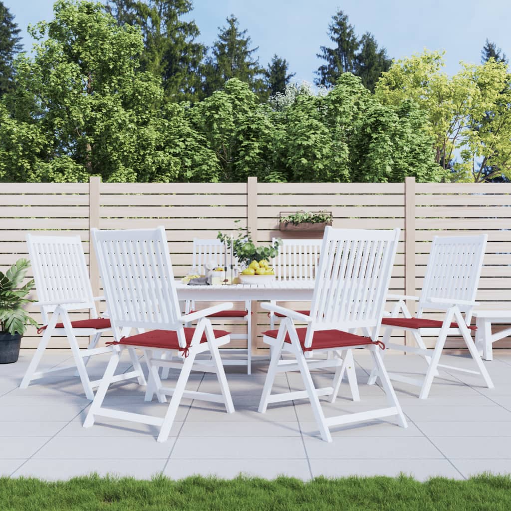 Coussins de chaise de jardin vidaxl 6 st 50x50x3 cm oxford tissu vin rouge