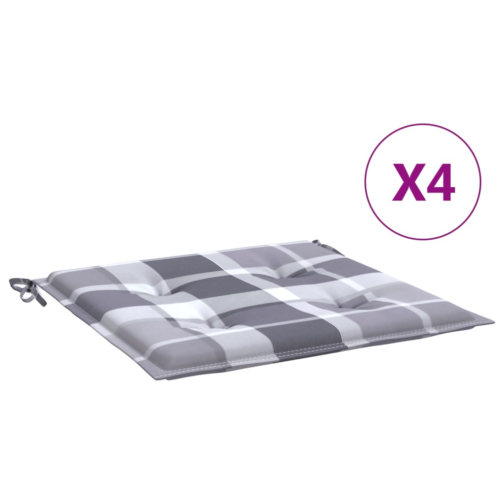 VidaXL coussins de chaise de jardin 4 pcs 50x50x4 cm tissu oxford motif losange gris