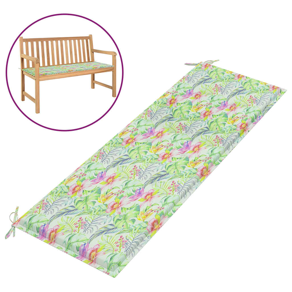 Vidaxl jardin banc coussin 150x50x3 cm motif de feuille de tissu oxford