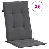 Coussins de chaise de jardin vidaxl 6 st dos haut 120x50x3 cm en tissu anthracite
