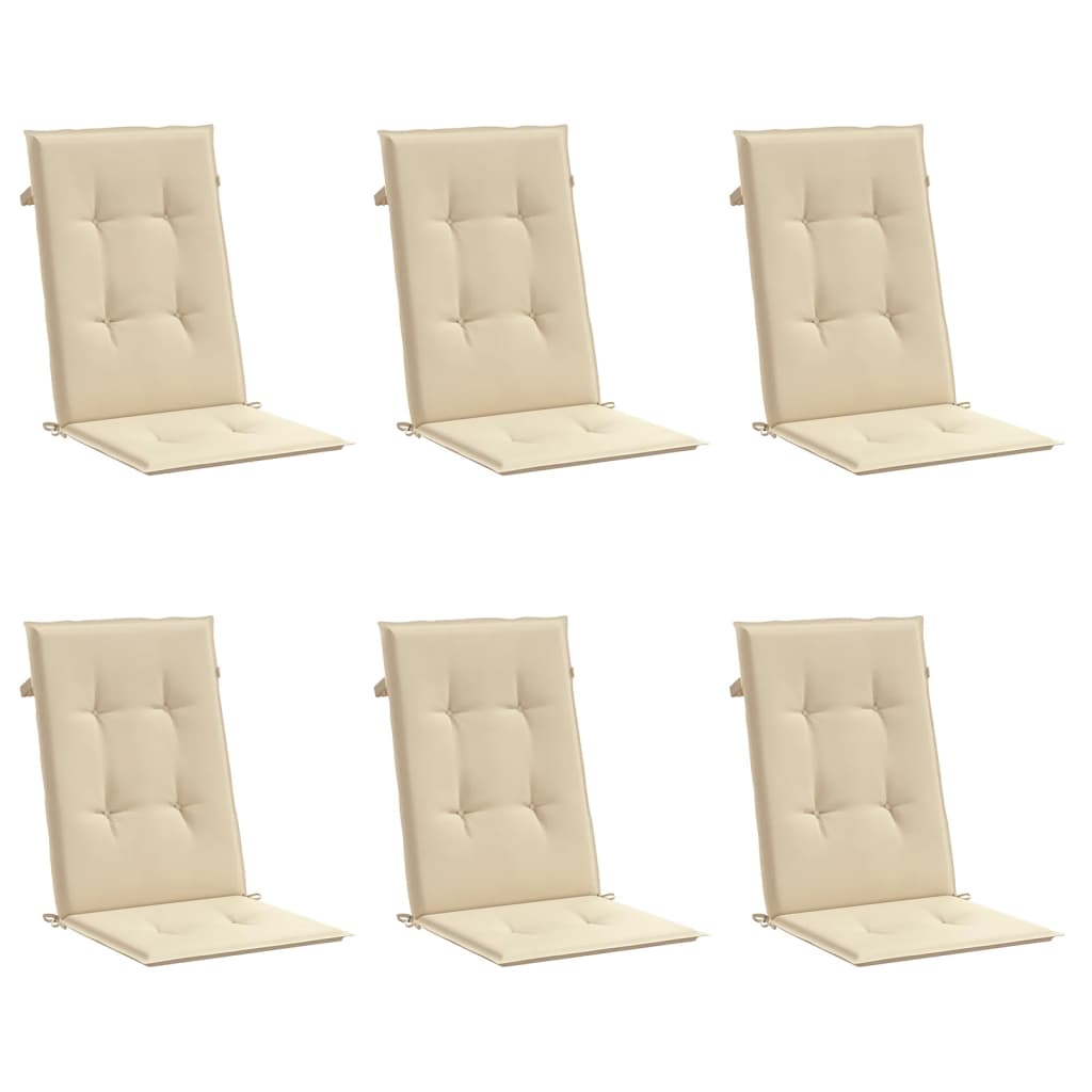 Vidaxl Garden Chair Puter High 6 St High Back 120x50x3 cm Stoff Beige