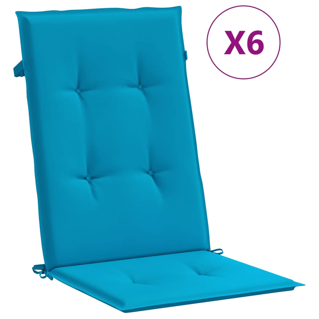 Vidaxl Garden Chair Puter 6 St High Back 120x50x3 cm stoff blå