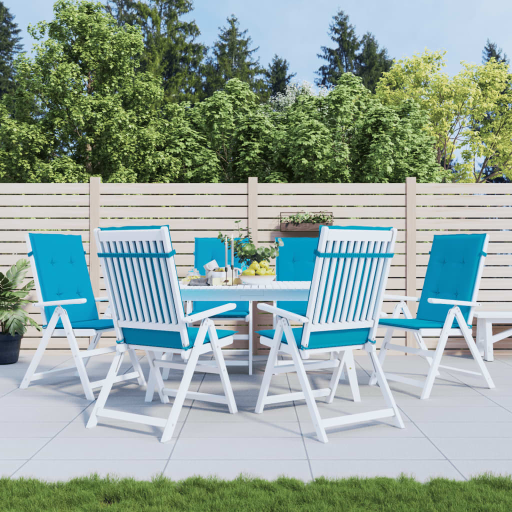 Coussins de chaise de jardin vidaxl 6 st dos haut 120x50x3 cm tissu bleu