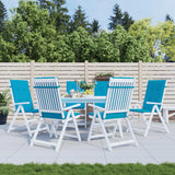 Coussins de chaise de jardin vidaxl 6 st dos haut 120x50x3 cm tissu bleu