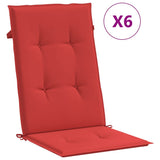 Coussins de chaise de jardin vidaxl 6 ST High arrière 120x50x3 cm Red
