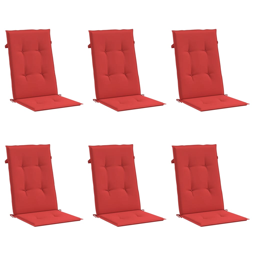 Coussins de chaise de jardin vidaxl 6 ST High arrière 120x50x3 cm Red