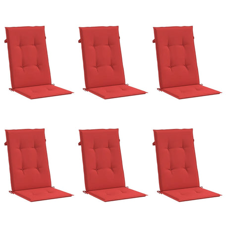 Coussins de chaise de jardin vidaxl 6 ST High arrière 120x50x3 cm Red
