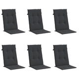 Coussins de chaise de jardin vidaxl 6 st dos haut 120x50x3 cm tissu noir