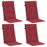 Coussins de chaise de jardin vidaxl 4 ST High arrière 120x50x3 cm Vin de tissu rouge