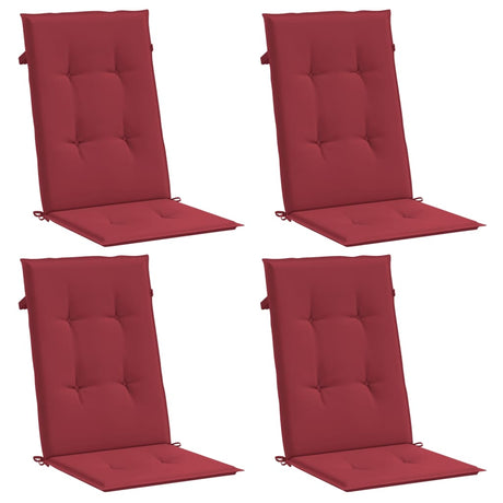 Coussins de chaise de jardin vidaxl 4 ST High arrière 120x50x3 cm Vin de tissu rouge