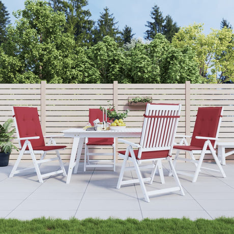 Coussins de chaise de jardin vidaxl 4 ST High arrière 120x50x3 cm Vin de tissu rouge