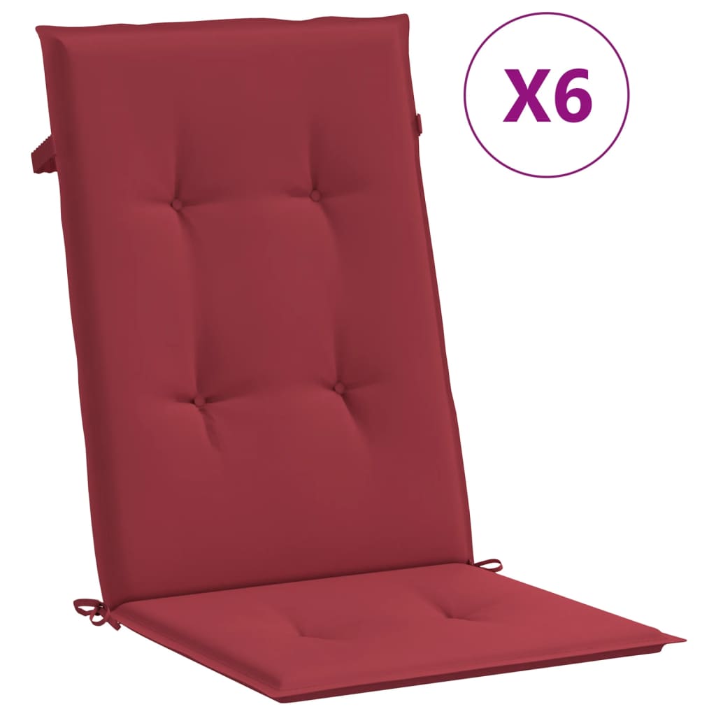 Vidaxl Garden Chair Puter 6 St High Back 120x50x3 cm stoffvin rød