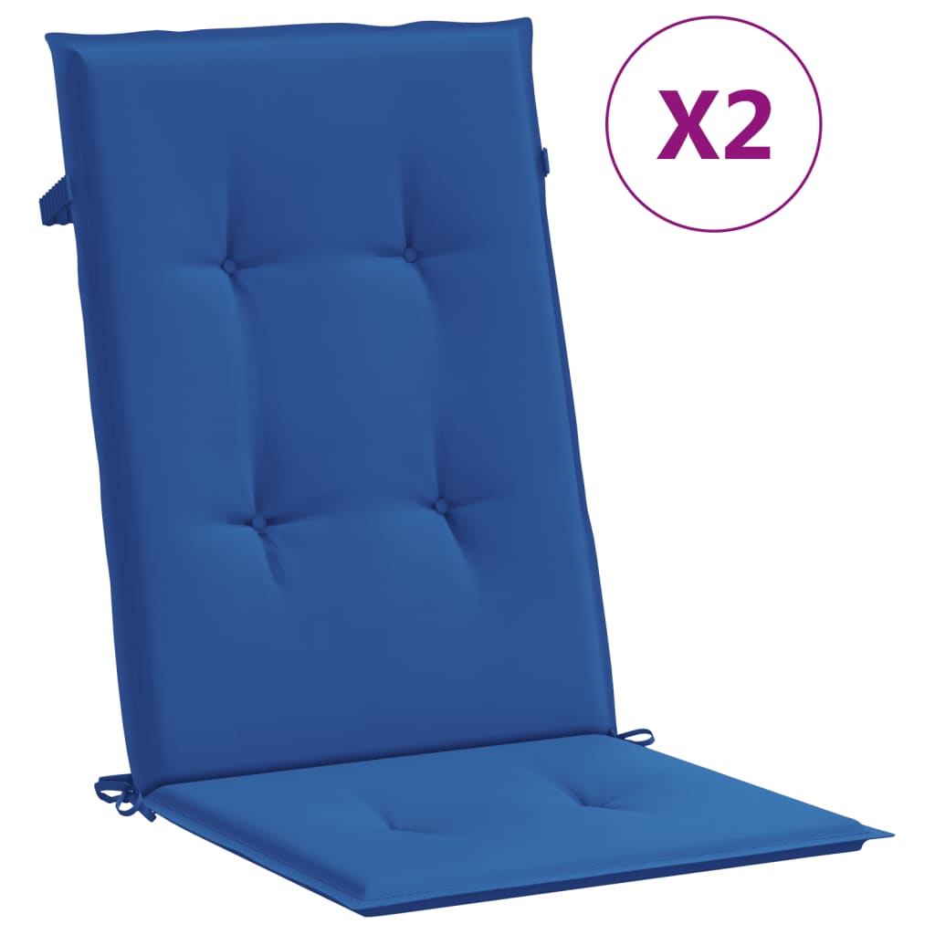 Vidaxl Garden Chair Cushions 2 St High Back 120x50x3 cm Tissu Royal Bleu