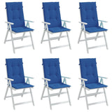 Vidaxl Garden Chair Cushions 6 St High Back 120x50x3 cm Fabric Royal Bleu