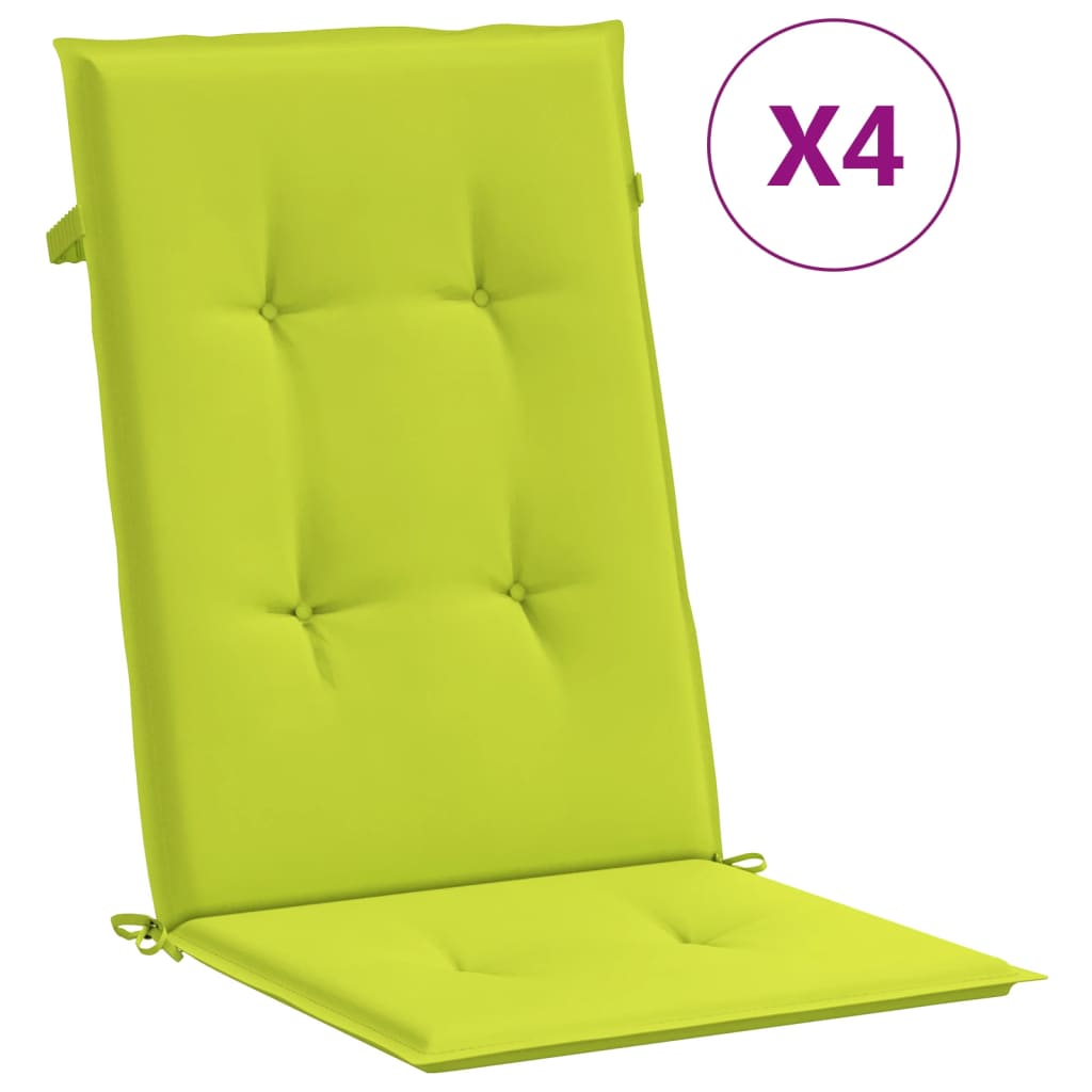 Coussins de chaise de jardin vidaxl 6 ST High arrière 120x50x3 cm tissu vert transparent